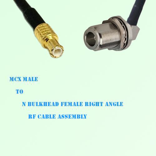 MCX Male to N Bulkhead Female Right Angle RF Cable Assembly
