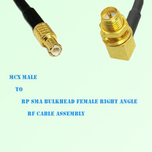 MCX Male to RP SMA Bulkhead Female Right Angle RF Cable Assembly