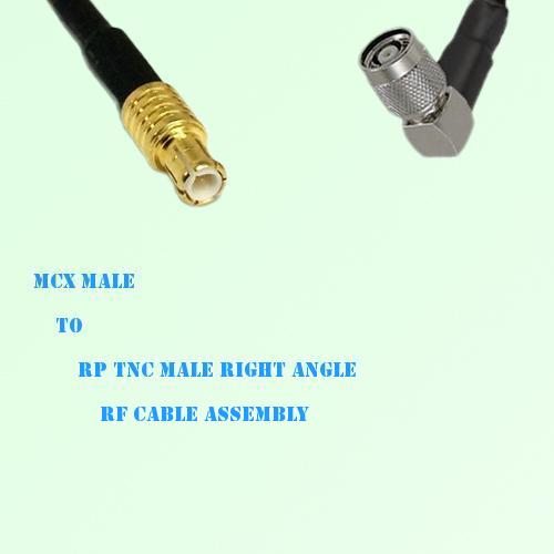 MCX Male to RP TNC Male Right Angle RF Cable Assembly