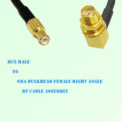 MCX Male to SMA Bulkhead Female Right Angle RF Cable Assembly