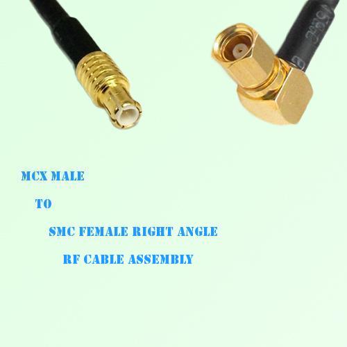 MCX Male to SMC Female Right Angle RF Cable Assembly
