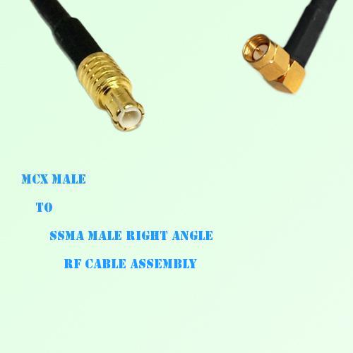 MCX Male to SSMA Male Right Angle RF Cable Assembly