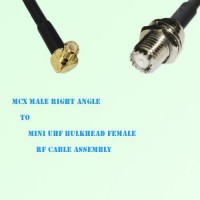 MCX Male Right Angle to Mini UHF Bulkhead Female RF Cable Assembly