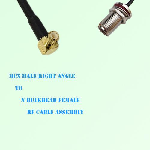 MCX Male Right Angle to N Bulkhead Female RF Cable Assembly