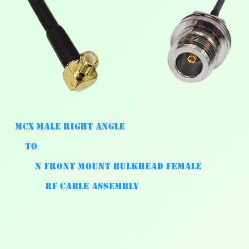 MCX Male R/A to N Front Mount Bulkhead Female RF Cable Assembly MCX Male R/A to N Front Mount Bulkhead Female RF Cable Assembly