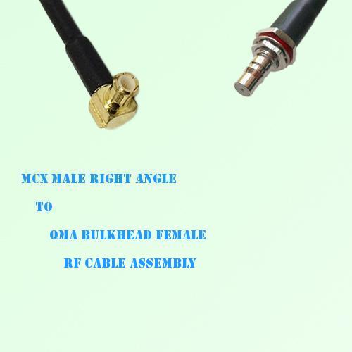 MCX Male Right Angle to QMA Bulkhead Female RF Cable Assembly