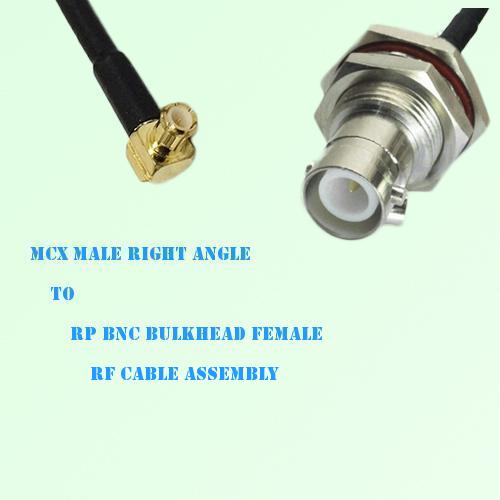 MCX Male Right Angle to RP BNC Bulkhead Female RF Cable Assembly