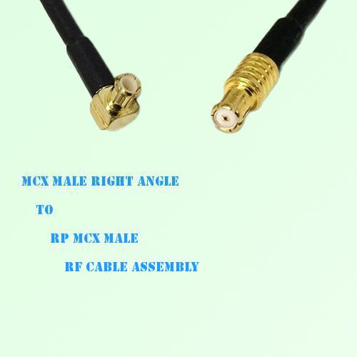 MCX Male Right Angle to RP MCX Male RF Cable Assembly