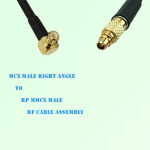 MCX Male Right Angle to RP MMCX Male RF Cable Assembly MCX Male Right Angle to RP MMCX Male RF Cable Assembly