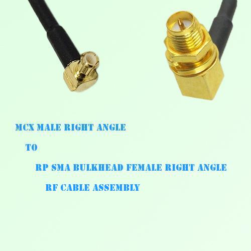 MCX Male R/A to RP SMA Bulkhead Female R/A RF Cable Assembly
