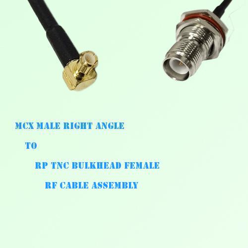 MCX Male Right Angle to RP TNC Bulkhead Female RF Cable Assembly MCX Male Right Angle to RP TNC Bulkhead Female RF Cable Assembly