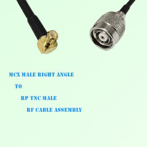 MCX Male Right Angle to RP TNC Male RF Cable Assembly MCX Male Right Angle to RP TNC Male RF Cable Assembly