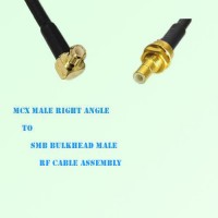 MCX Male Right Angle to SMB Bulkhead Male RF Cable Assembly MCX Male Right Angle to SMB Bulkhead Male RF Cable Assembly