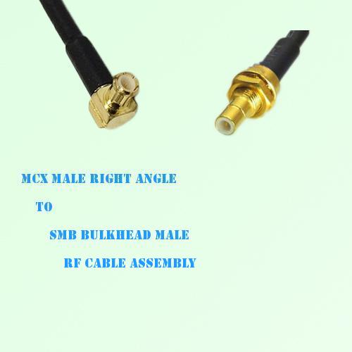 MCX Male Right Angle to SMB Bulkhead Male RF Cable Assembly MCX Male Right Angle to SMB Bulkhead Male RF Cable Assembly