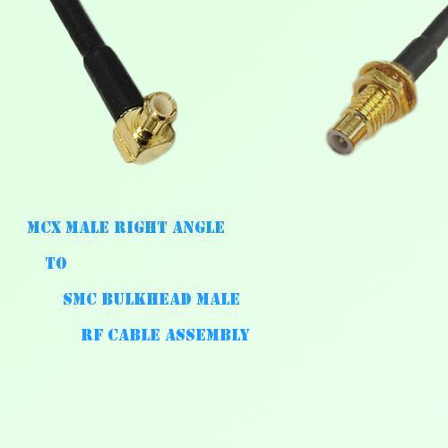 MCX Male Right Angle to SMC Bulkhead Male RF Cable Assembly