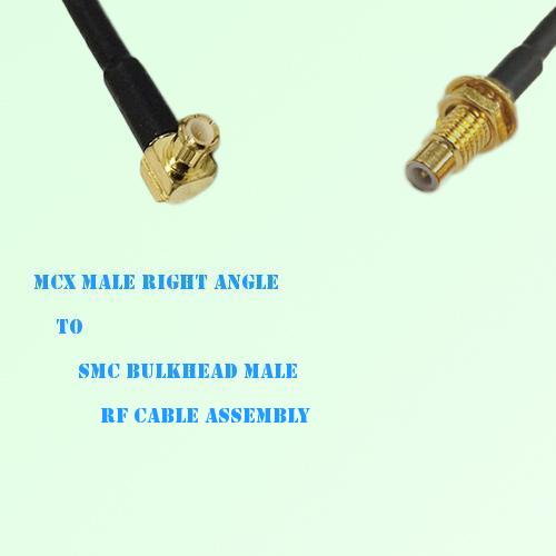 MCX Male Right Angle to SMC Bulkhead Male RF Cable Assembly MCX Male Right Angle to SMC Bulkhead Male RF Cable Assembly