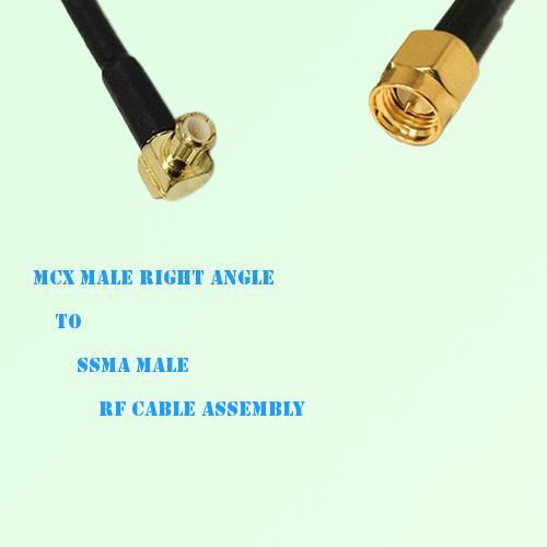 MCX Male Right Angle to SSMA Male RF Cable Assembly