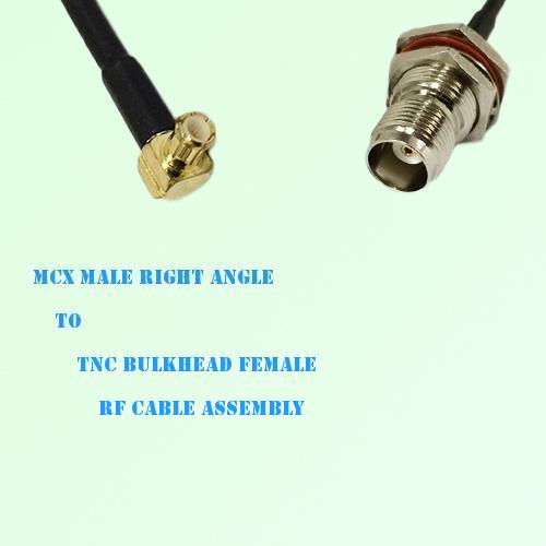 MCX Male Right Angle to TNC Bulkhead Female RF Cable Assembly MCX Male Right Angle to TNC Bulkhead Female RF Cable Assembly