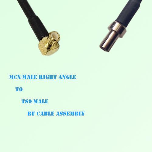 MCX Male Right Angle to TS9 Male RF Cable Assembly