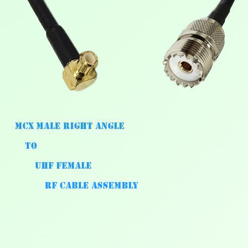 MCX Male Right Angle to UHF Female RF Cable Assembly