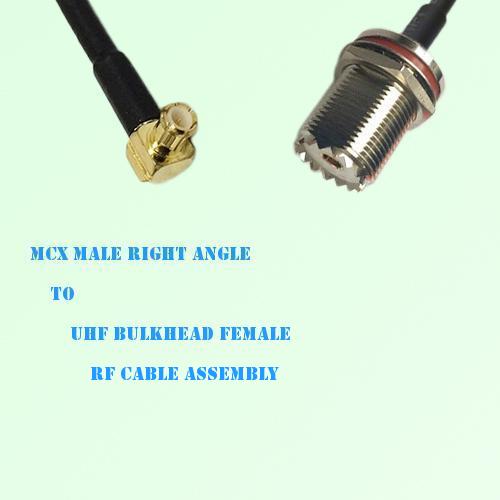 MCX Male Right Angle to UHF Bulkhead Female RF Cable Assembly