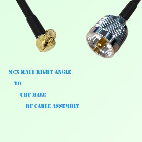 MCX Male Right Angle to UHF Male RF Cable Assembly