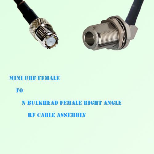 Mini UHF Female to N Bulkhead Female Right Angle RF Cable Assembly Mini UHF Female to N Bulkhead Female Right Angle RF Cable Assembly