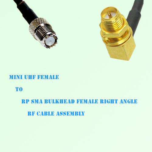 Mini UHF Female to RP SMA Bulkhead Female R/A RF Cable Assembly