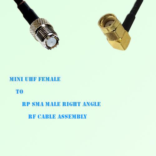 Mini UHF Female to RP SMA Male Right Angle RF Cable Assembly
