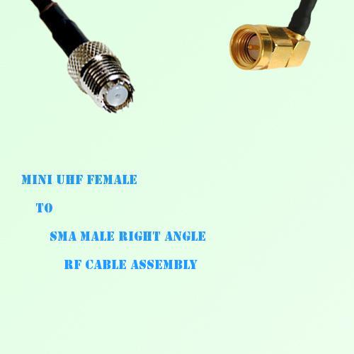 Mini UHF Female to SMA Male Right Angle RF Cable Assembly