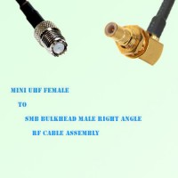 Mini UHF Female to SMB Bulkhead Male Right Angle RF Cable Assembly