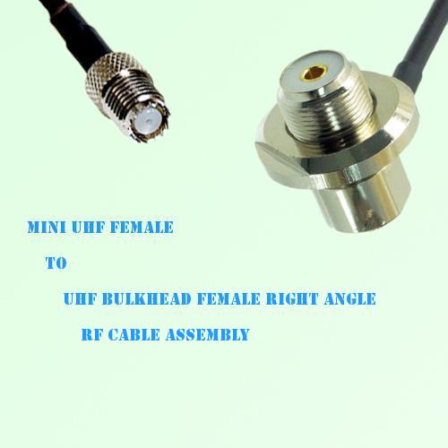 Mini UHF Female to UHF Bulkhead Female Right Angle RF Cable Assembly