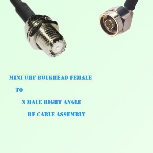 Mini UHF Bulkhead Female to N Male Right Angle RF Cable Assembly Mini UHF Bulkhead Female to N Male Right Angle RF Cable Assembly