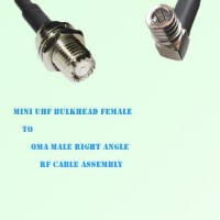 Mini UHF Bulkhead Female to QMA Male Right Angle RF Cable Assembly Mini UHF Bulkhead Female to QMA Male Right Angle RF Cable Assembly