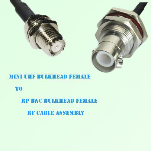 Mini UHF Bulkhead Female to RP BNC Bulkhead Female RF Cable Assembly