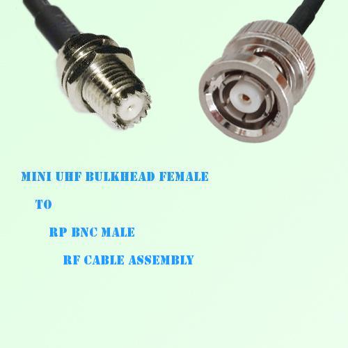 Mini UHF Bulkhead Female to RP BNC Male RF Cable Assembly