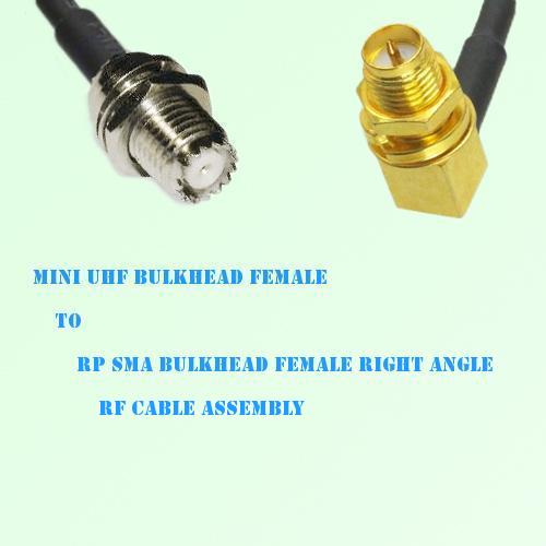 Mini UHF Bulkhead Female to RP SMA Bulkhead Female R/A RF Cable