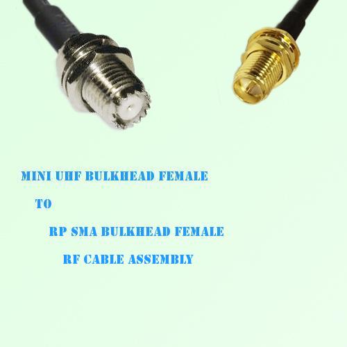 Mini UHF Bulkhead Female to RP SMA Bulkhead Female RF Cable Assembly