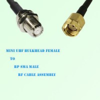 Mini UHF Bulkhead Female to RP SMA Male RF Cable Assembly