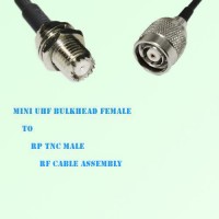 Mini UHF Bulkhead Female to RP TNC Male RF Cable Assembly Mini UHF Bulkhead Female to RP TNC Male RF Cable Assembly