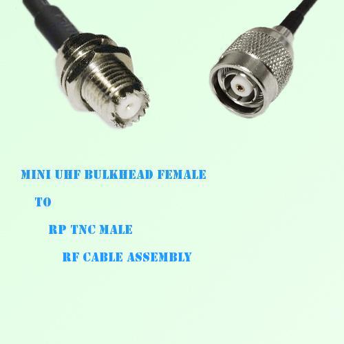 Mini UHF Bulkhead Female to RP TNC Male RF Cable Assembly Mini UHF Bulkhead Female to RP TNC Male RF Cable Assembly