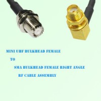 Mini UHF Bulkhead Female to SMA Bulkhead Female R/A RF Cable Assembly