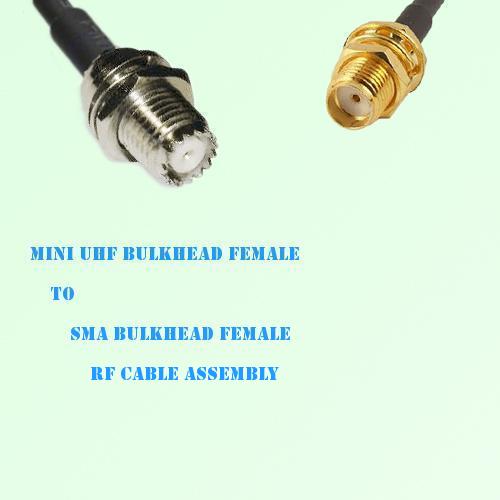 Mini UHF Bulkhead Female to SMA Bulkhead Female RF Cable Assembly Mini UHF Bulkhead Female to SMA Bulkhead Female RF Cable Assembly