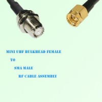 Mini UHF Bulkhead Female to SMA Male RF Cable Assembly