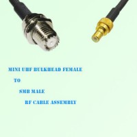 Mini UHF Bulkhead Female to SMB Male RF Cable Assembly