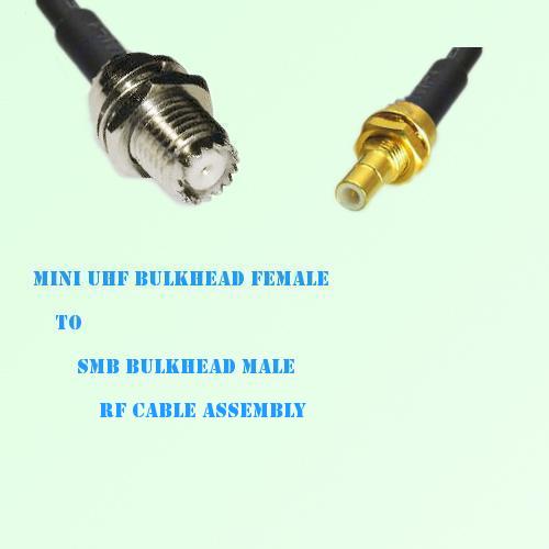 Mini UHF Bulkhead Female to SMB Bulkhead Male RF Cable Assembly