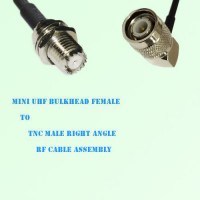 Mini UHF Bulkhead Female to TNC Male Right Angle RF Cable Assembly