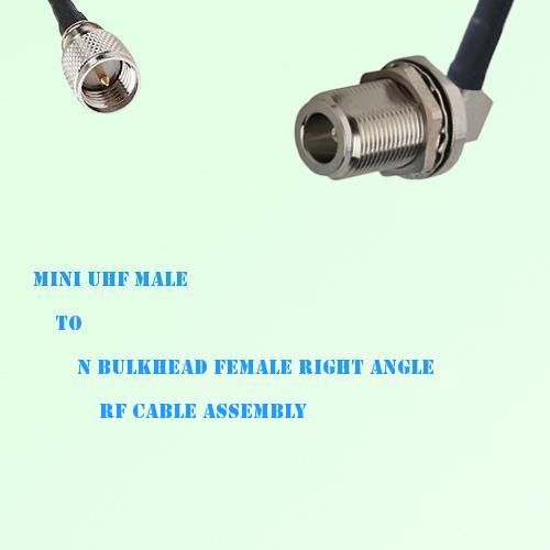 Mini UHF Male to N Bulkhead Female Right Angle RF Cable Assembly Mini UHF Male to N Bulkhead Female Right Angle RF Cable Assembly
