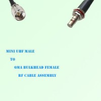 Mini UHF Male to QMA Bulkhead Female RF Cable Assembly