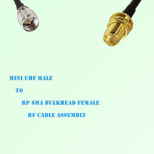 Mini UHF Male to RP SMA Bulkhead Female RF Cable Assembly